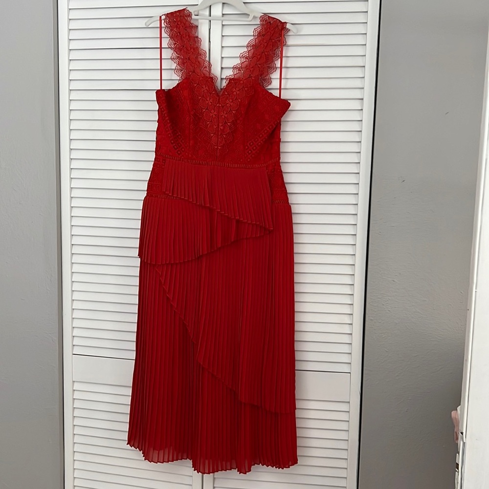 Anthropologie Pleated Lace Bodice Dress